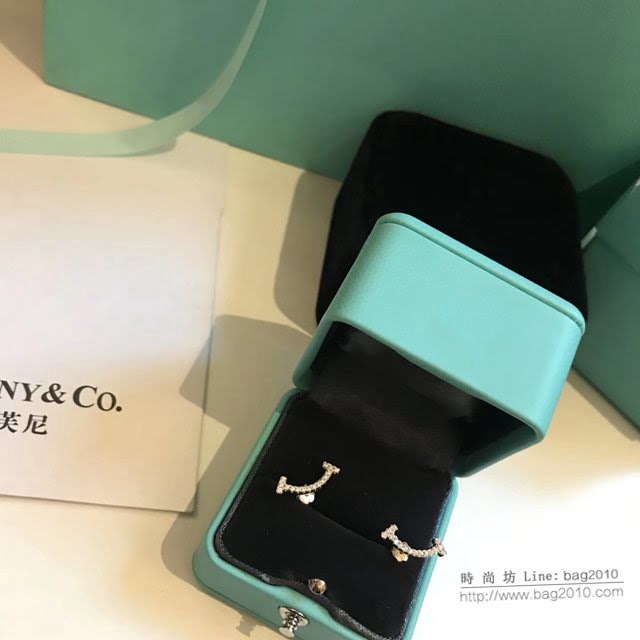 Tiffany純銀飾品 蒂芙尼女士專櫃爆款雙T微笑耳釘耳環  zgt1774